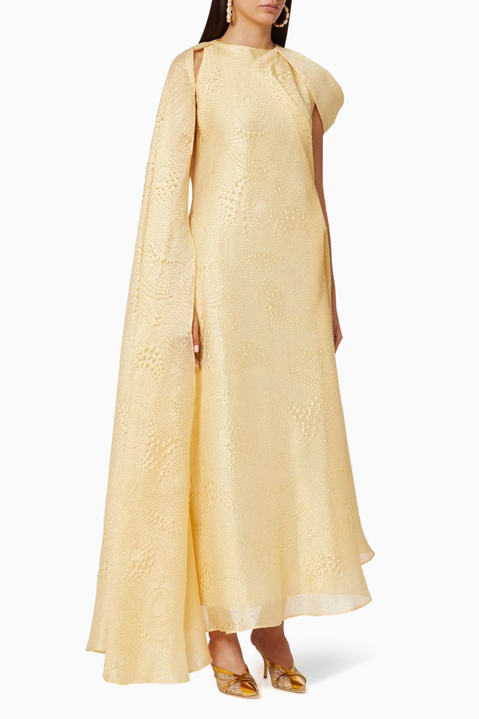 

Fiona Cape Draped Gown, Yellow