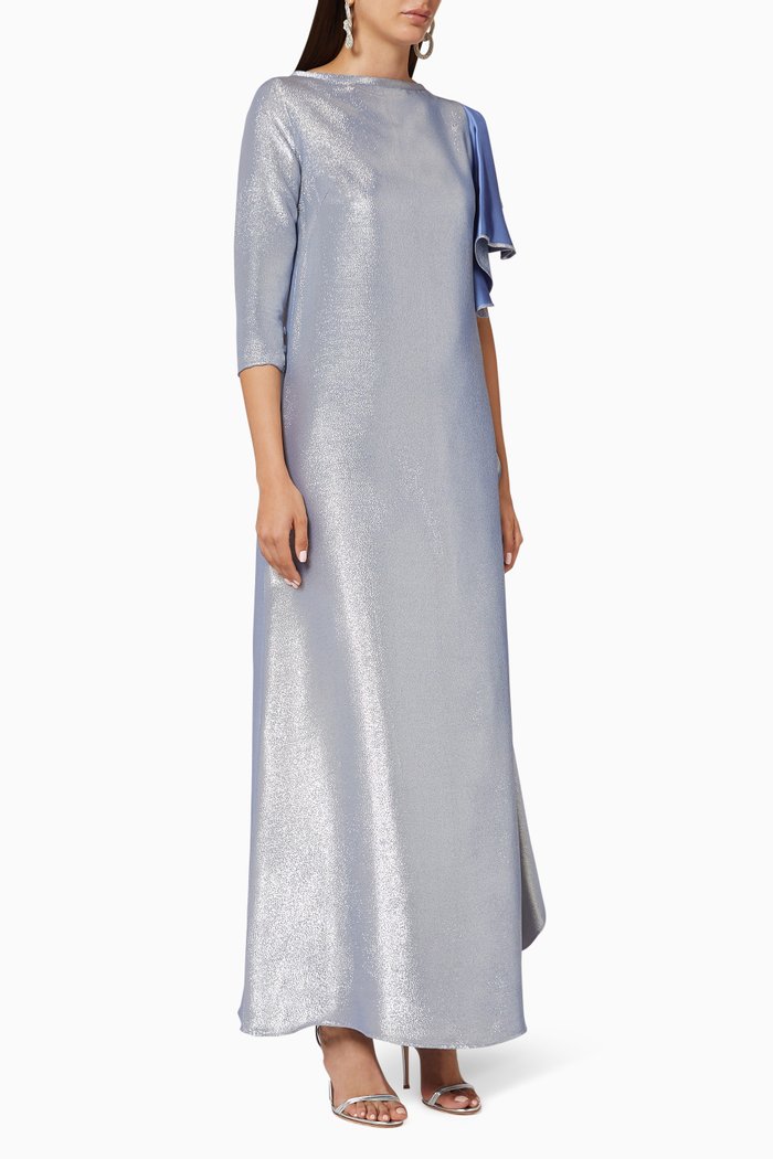 

Tara Shimmer Ruffle Kaftan, Blue