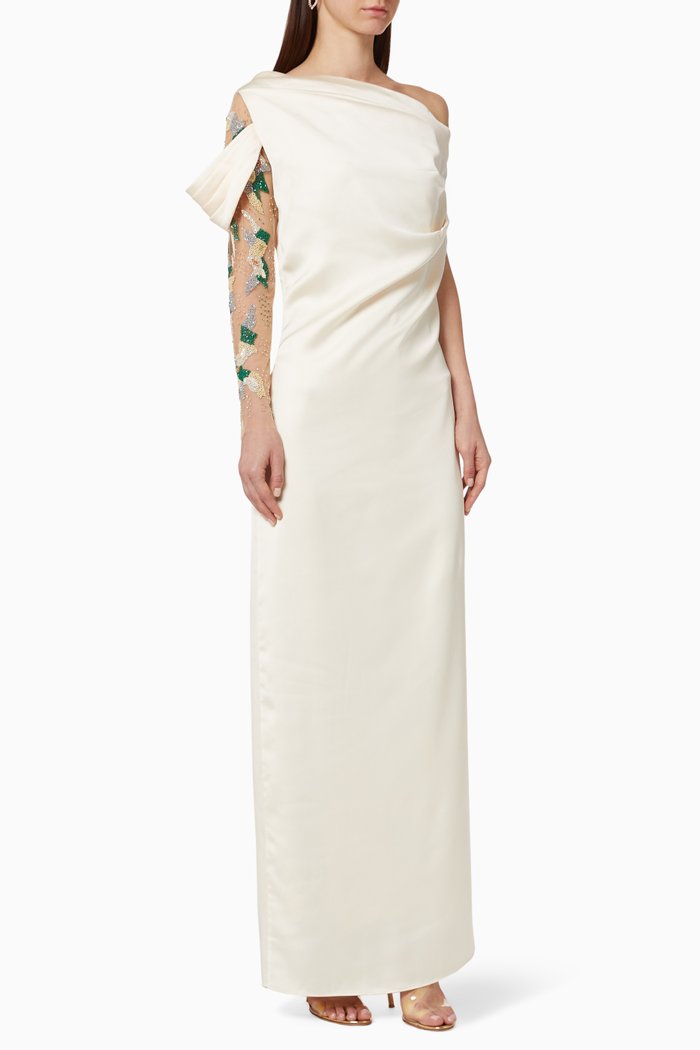 

Tania Draped One Shoulder Kaftan, Neutral