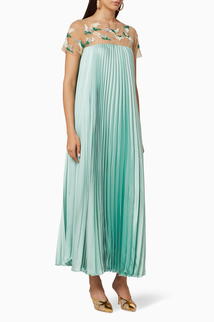 

Inna Hand Beaded Pleated Kaftan, Green