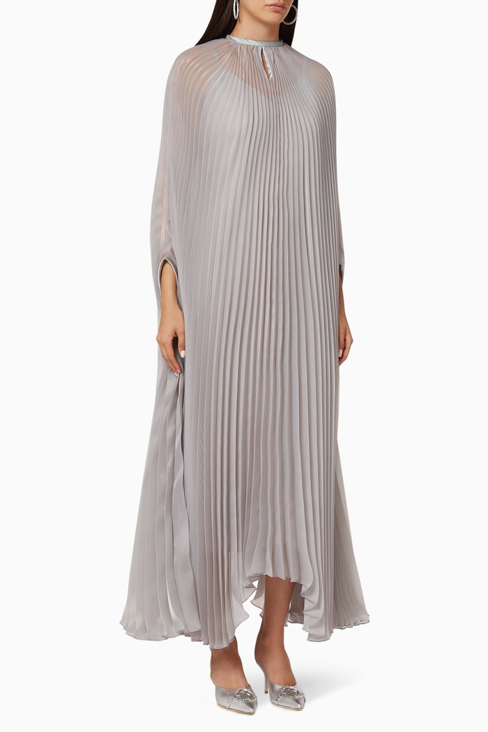 

Sara Organza Pleated Cape, Grey