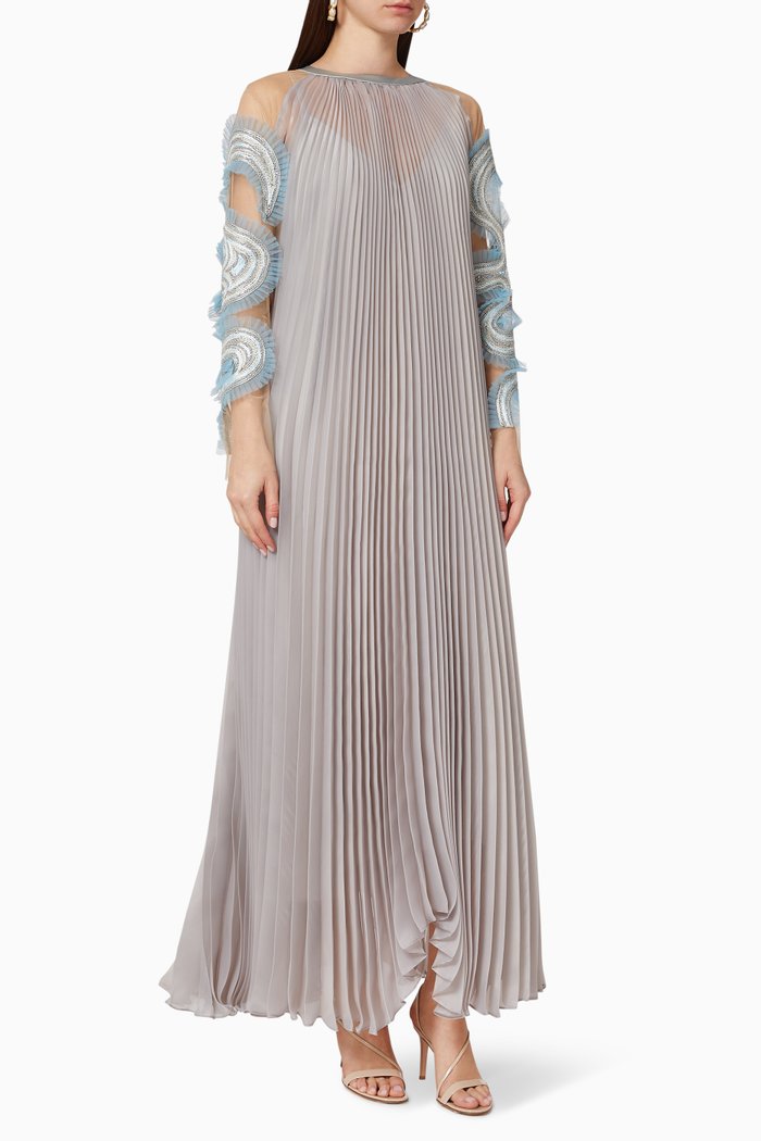 

Haala Pleated Organza Dress, Grey