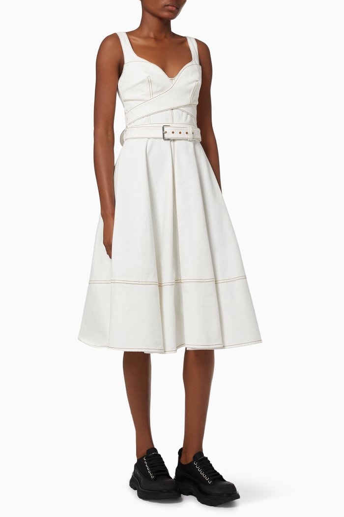 

Midi Dress in Denim, White