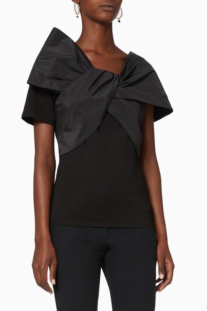 

Bow Microfaille Cotton T-Shirt, Black