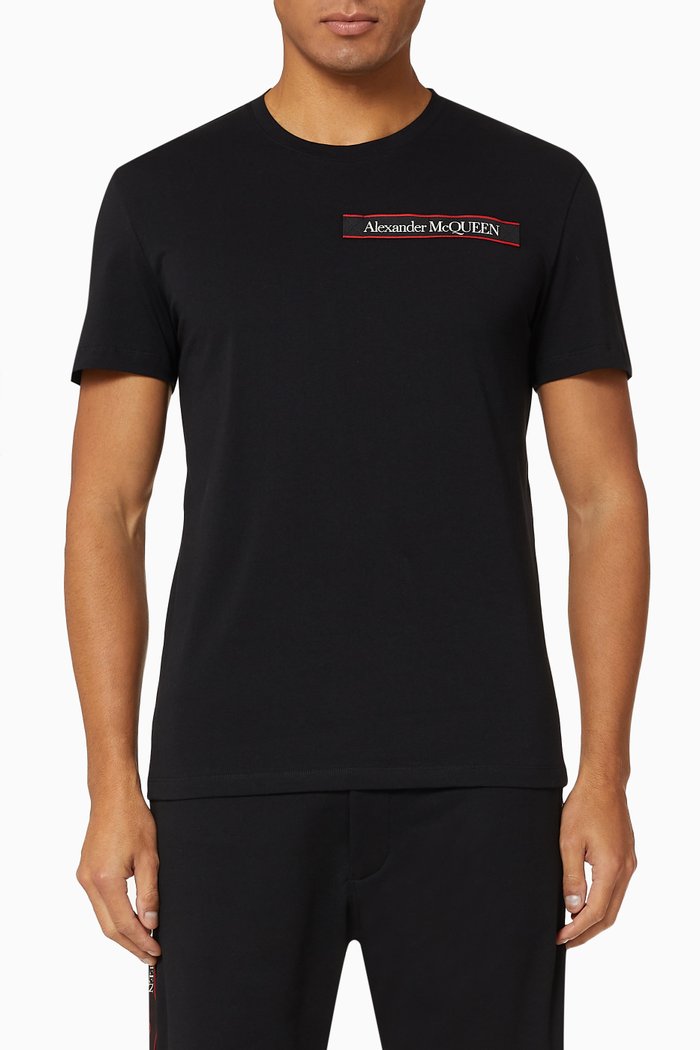 

Selvedge Logo Tape Organic Cotton T-Shirt, Black