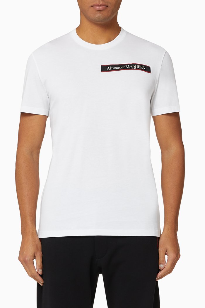 

Selvedge Logo Tape Organic Cotton T-Shirt, White