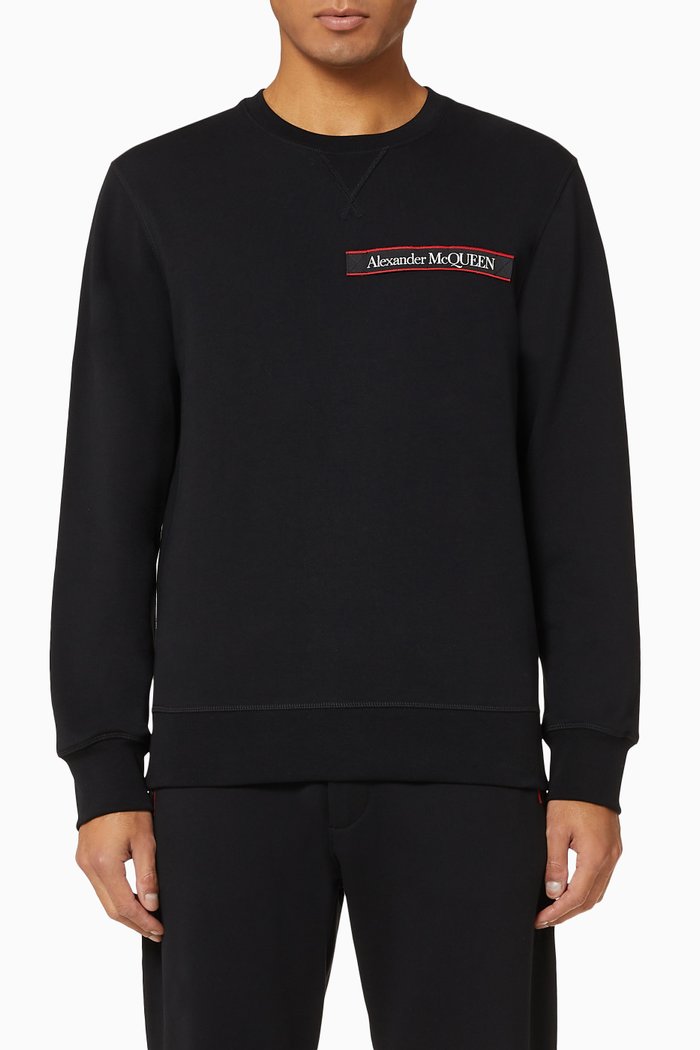 

Selvedge Logo Tape Organic Cotton Sweatshirt, Black