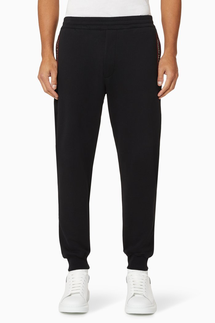

Selvedge Logo Tape Cotton Joggers, Black