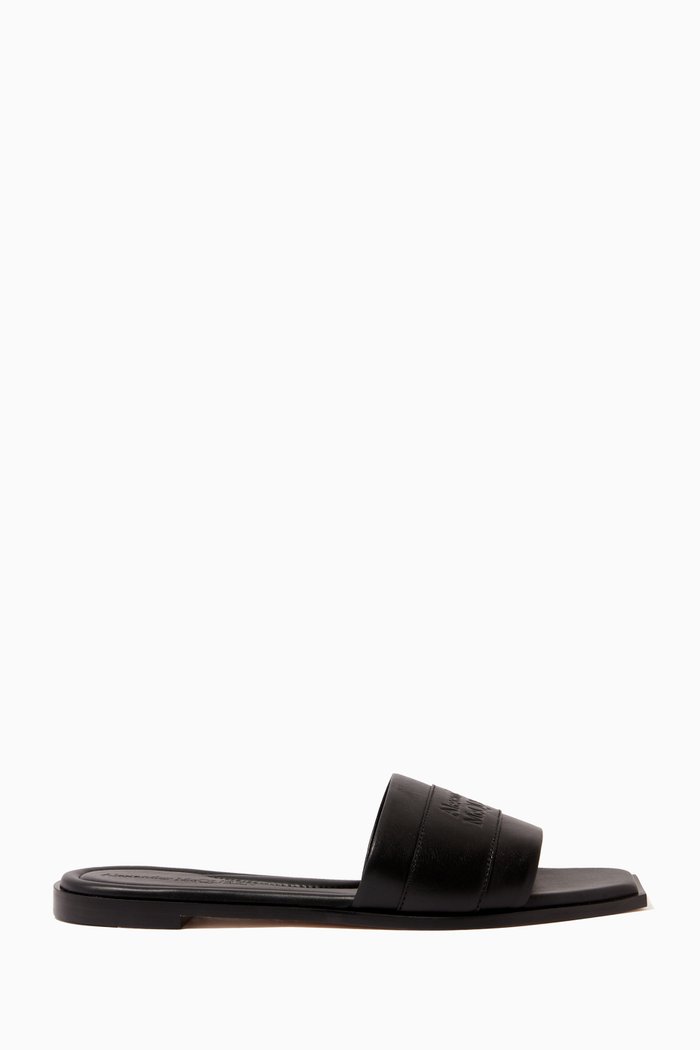 

Signature Logo Slides in Calfskin, Black