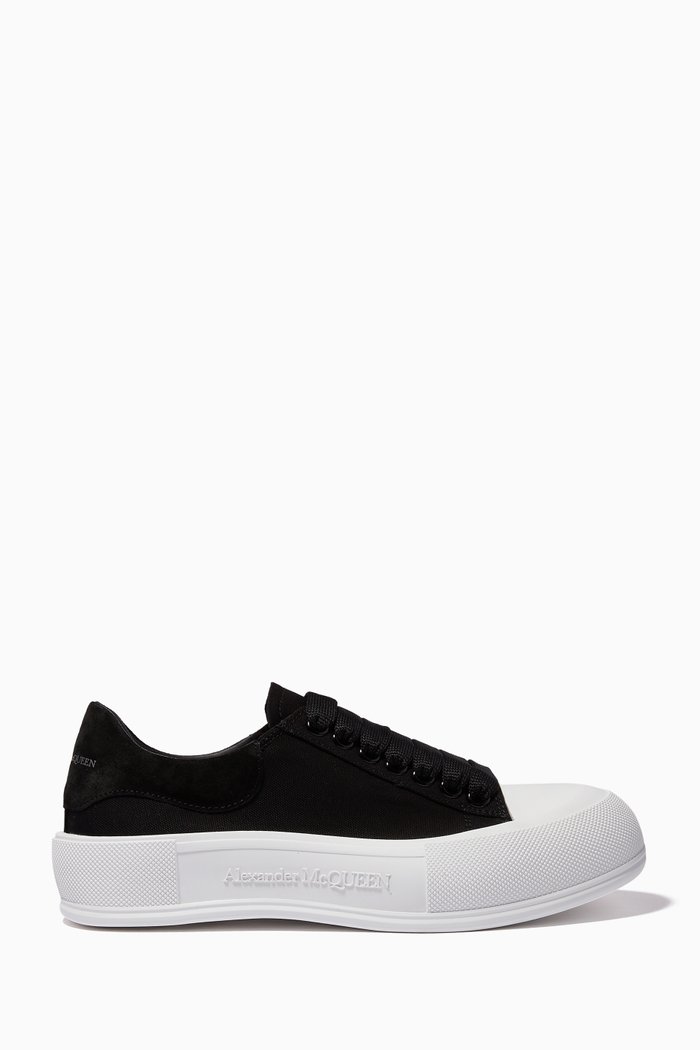 

Deck Lace Up Plimsolls in Canvas, Multicolour
