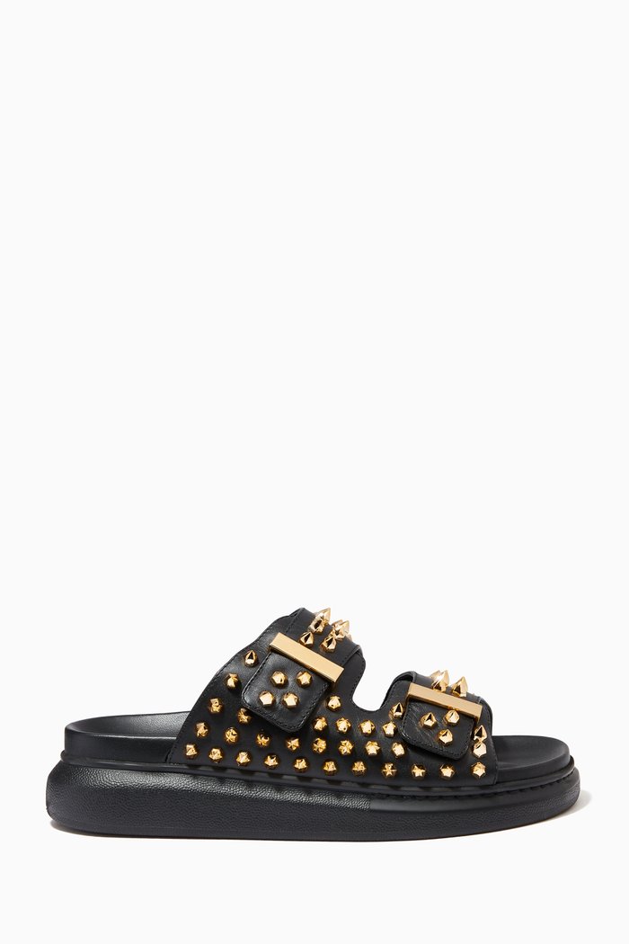 

Hybrid Slides with Studs in Leather, Gold