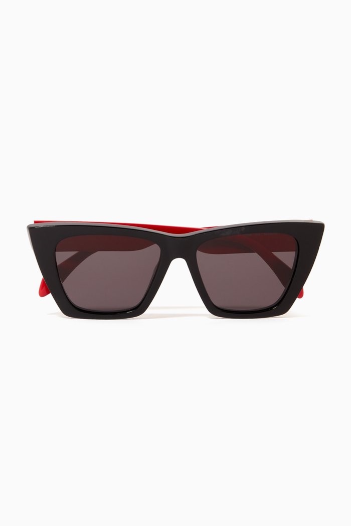 

Selvedge Cat-Eye Sunglasses in Acetate, Black