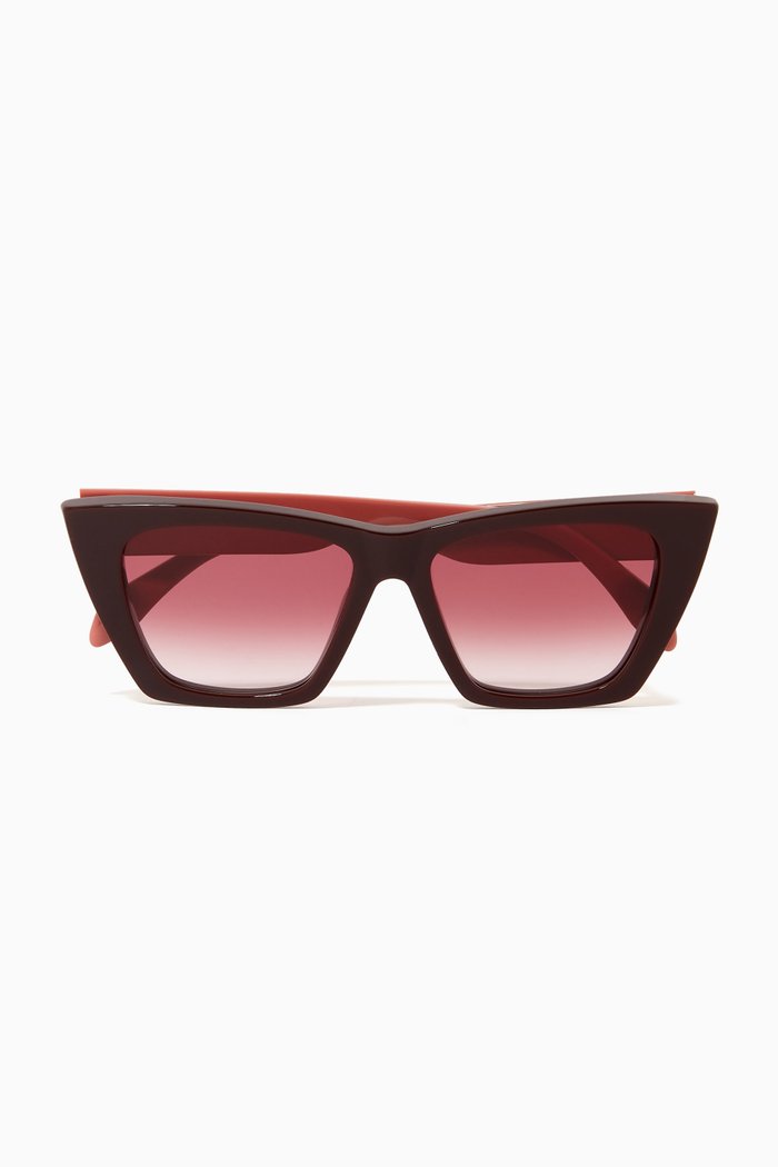 

Selvedge Cat-Eye Sunglasses in Acetate, Red