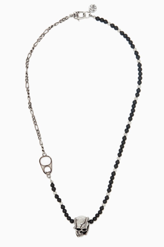 

Beads & Skull Short Necklace in Brass, Multicolour
