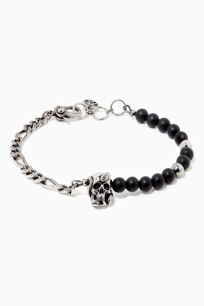 

Beads & Skull Bracelet in Brass, Multicolour