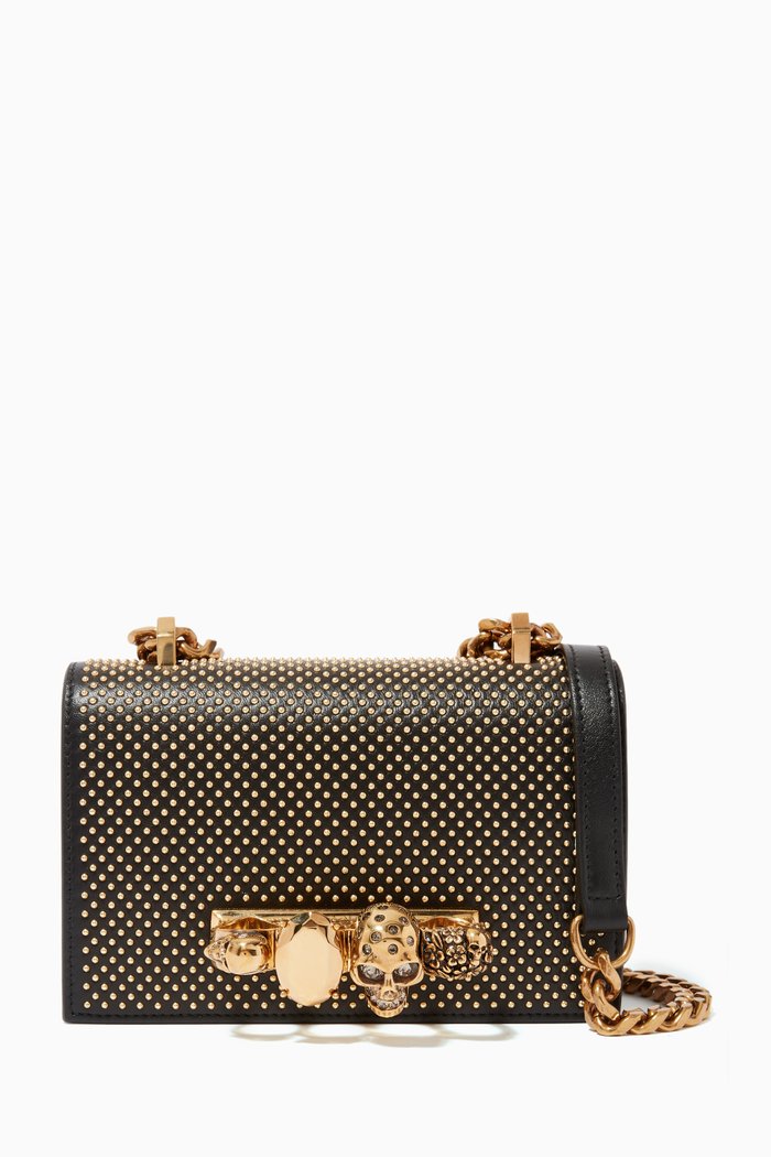 

Mini Jewelled Satchel in Nappa Leather, Black