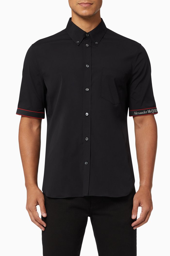 

Selvedge Tape Shirt in Stretch Poplin, Black