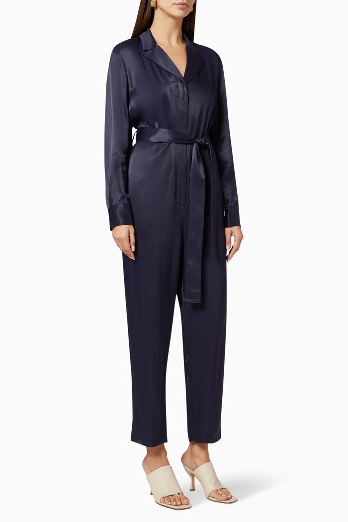 

Satin Tuxedo Jumpsuit, Blue