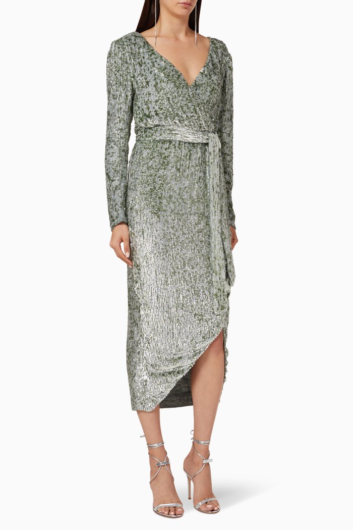 

Malery Sequin Embellished Gown, Green