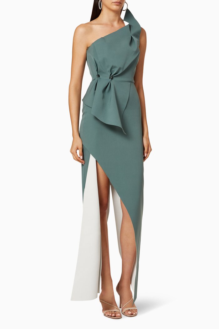 

Carmine Asymmetrical Gown, Green
