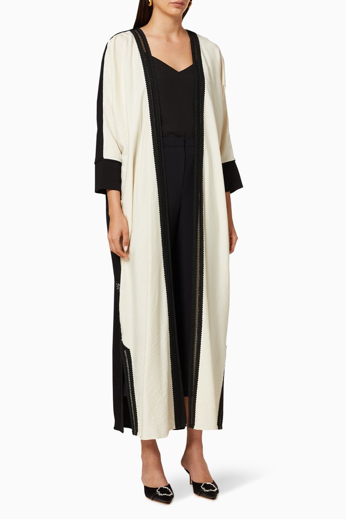 

Lace Tonal Panel Abaya, Neutral