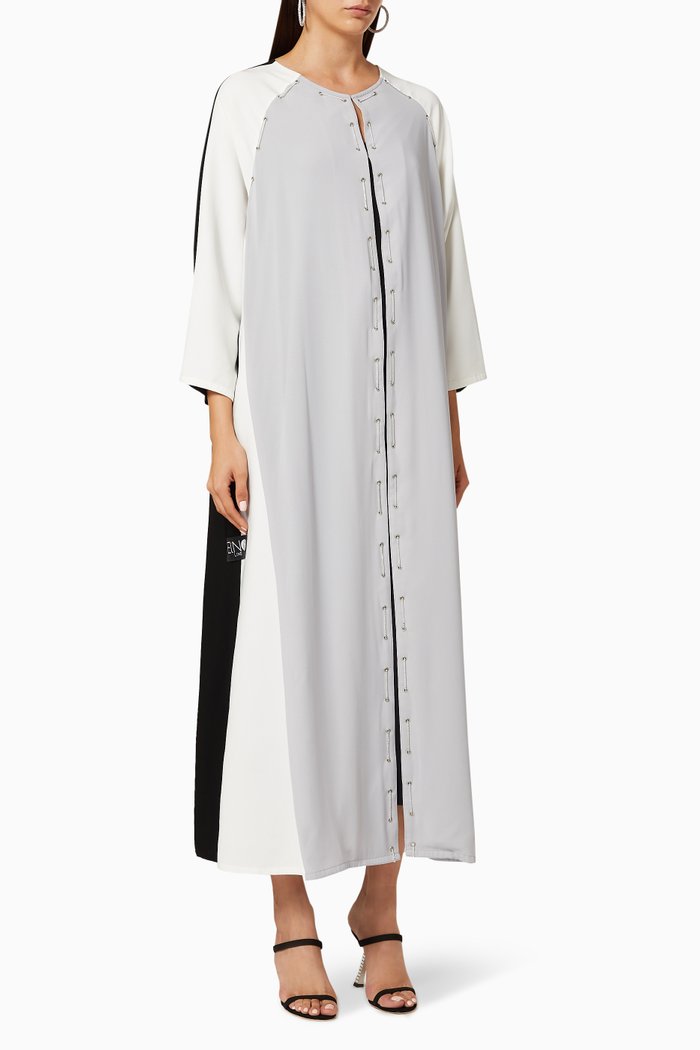 

Panelled Crepe Abaya, Multicolour