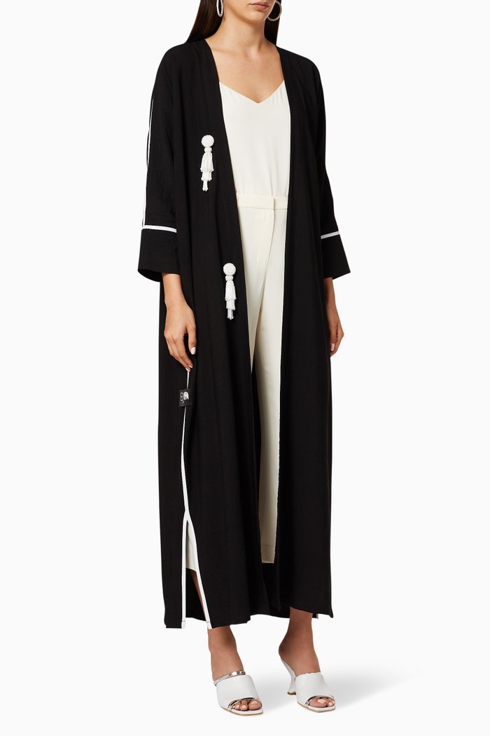 

Beaded Tassel Abaya, Black