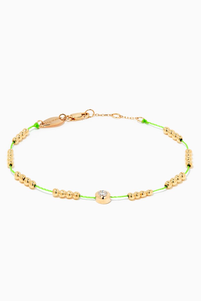 

Solitaire Illusion Diamond Bracelet on Thread in 18kt Gold, Green
