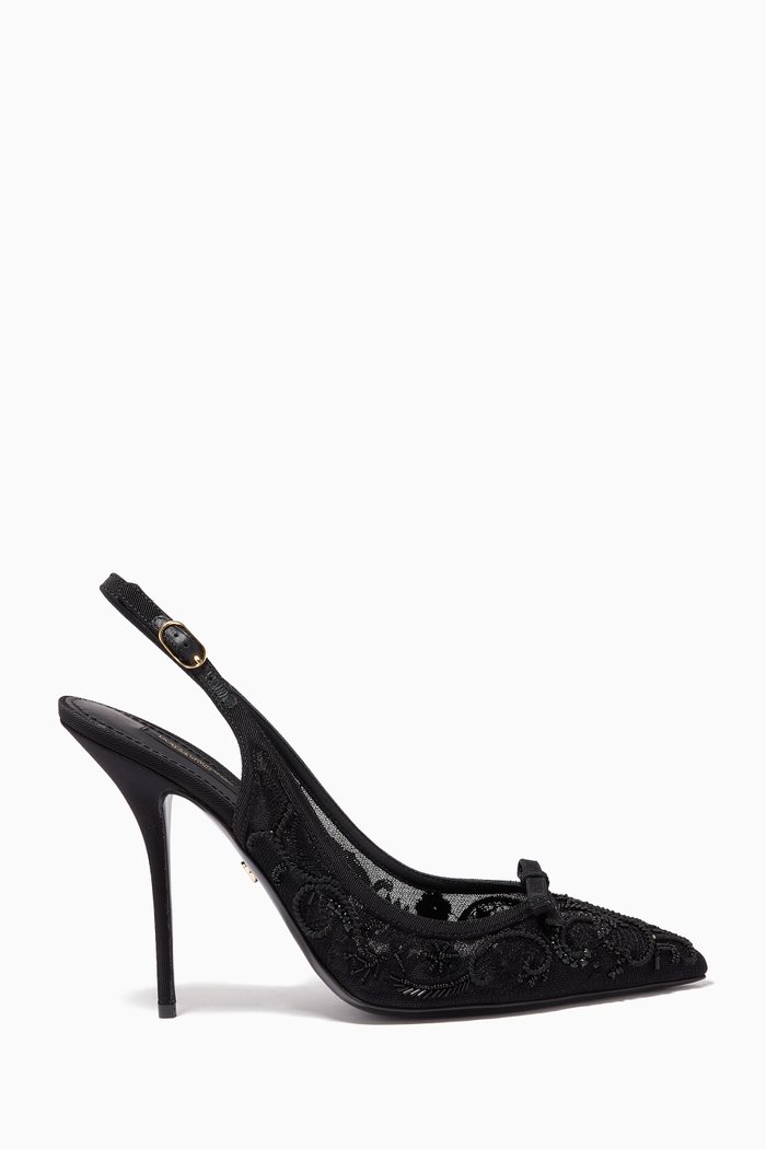 

Embellished 105 Slingback Pumps in Mesh, Black