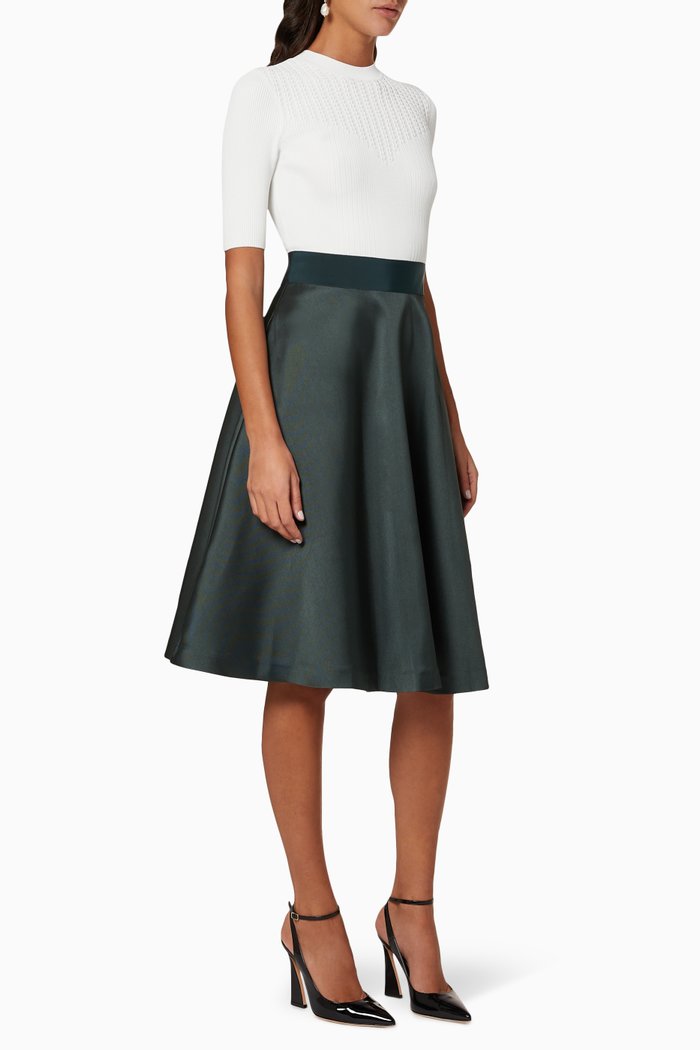 Betsiyy Knitted Satin Midi Dress, Green