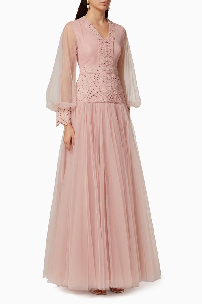 

Embroidered Tulle Dress, Pink