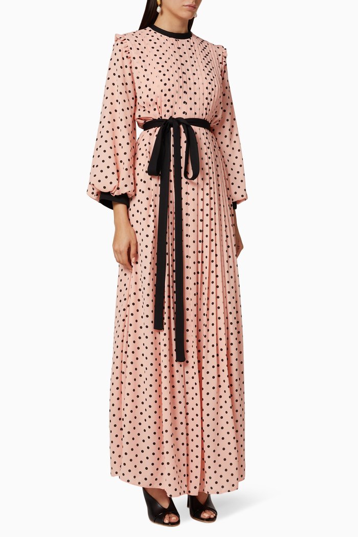 

Polka Dot Pleated Dress, Pink