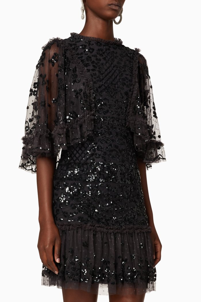 Melody Sequin Mini Dress, Black