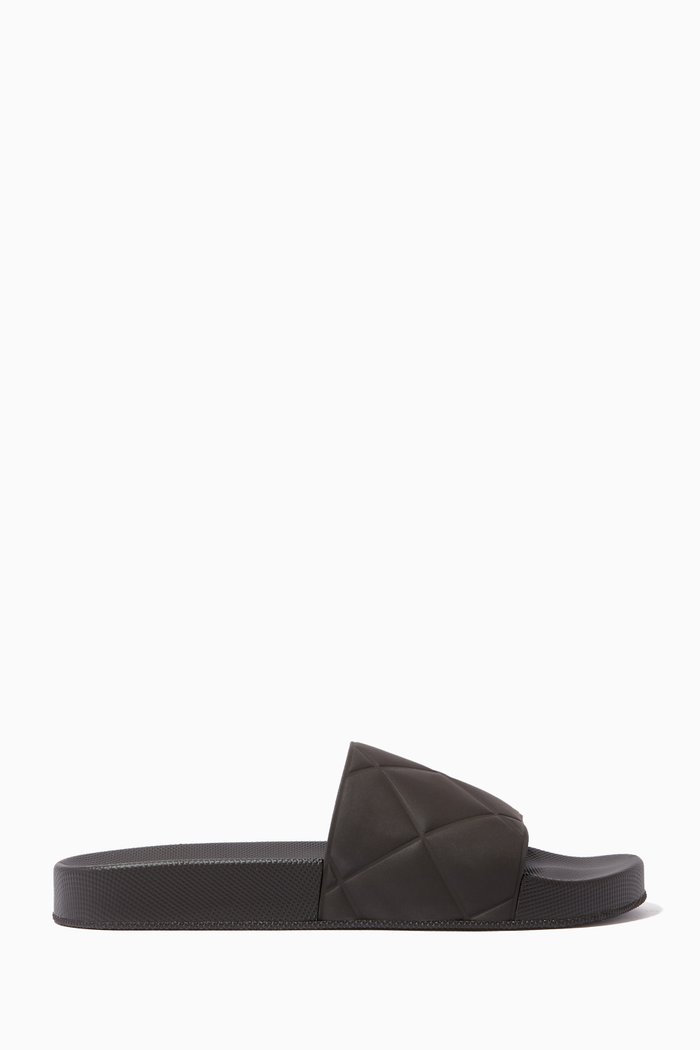 

Slide Sandals in Quilted Rubber, Brown