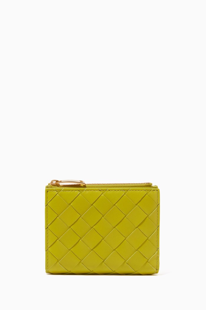 

Mini Bi-fold Wallet in Intrecciato Nappa, Green