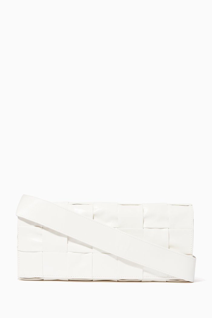 

Crossbody Bag in Intrecciato Paper Calf, White