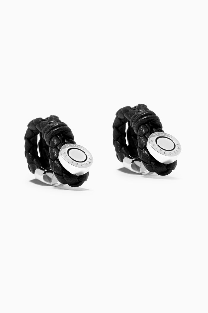 

Disc Project Cufflinks in Leather, Black