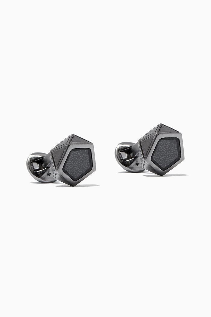 

Caviar Pentagon Cufflinks in Stainless Steel, Silver
