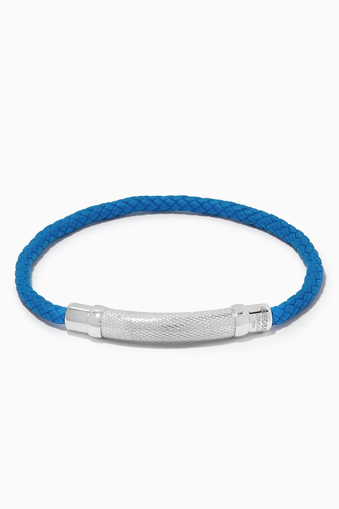 

Tubo Gomma Bracelet in Sterling Silver & Rubber, Blue