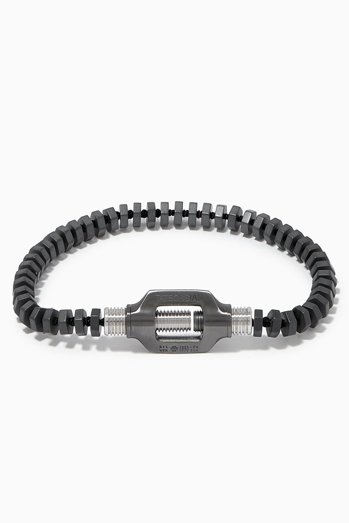 

Bolt Bracelet in Hematite, Silver