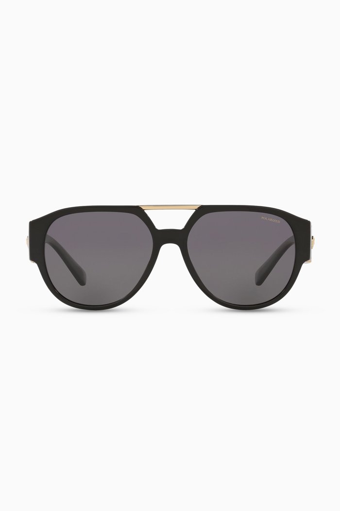 

Medusa Medallion Pilot Sunglasses, Black