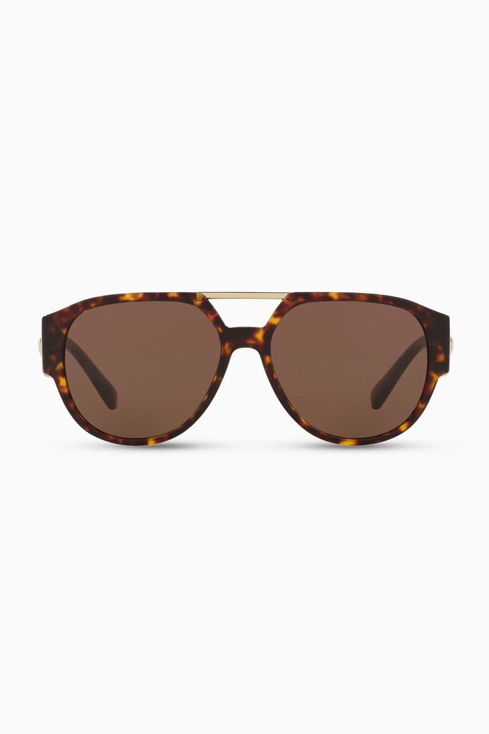 

Medusa Medallion Pilot Sunglasses, Brown