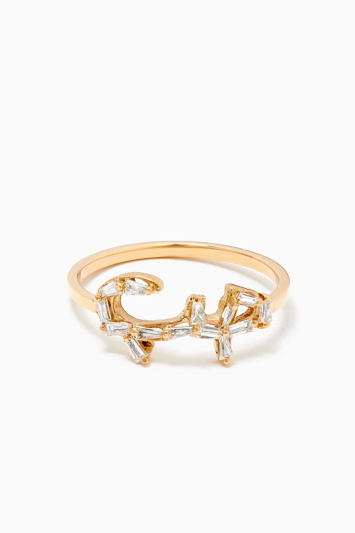 

"Hob/ Love" Diamond Baguette Ring in 18kt Yellow Gold