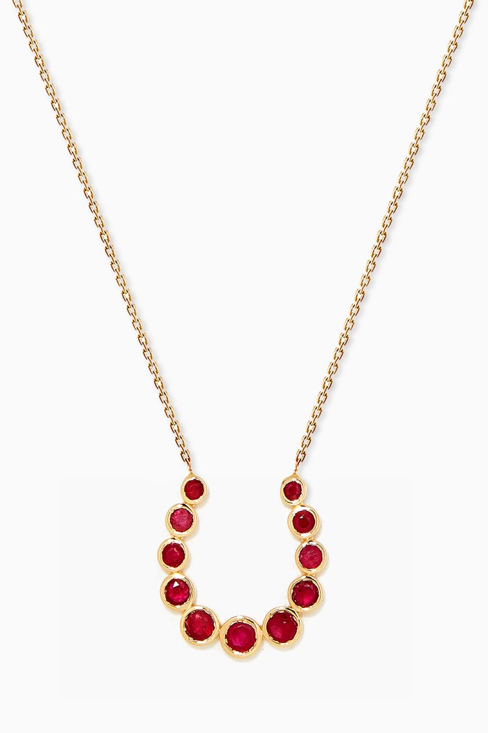 

Horse Shoe Ruby Necklace in 18kt Yellow Gold