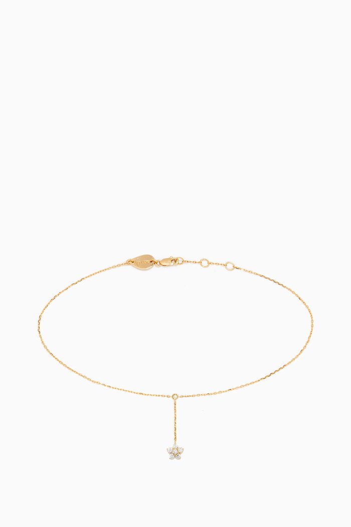 

Fairy Hanging Flower Diamond Anklet in 18kt Yellow Gold