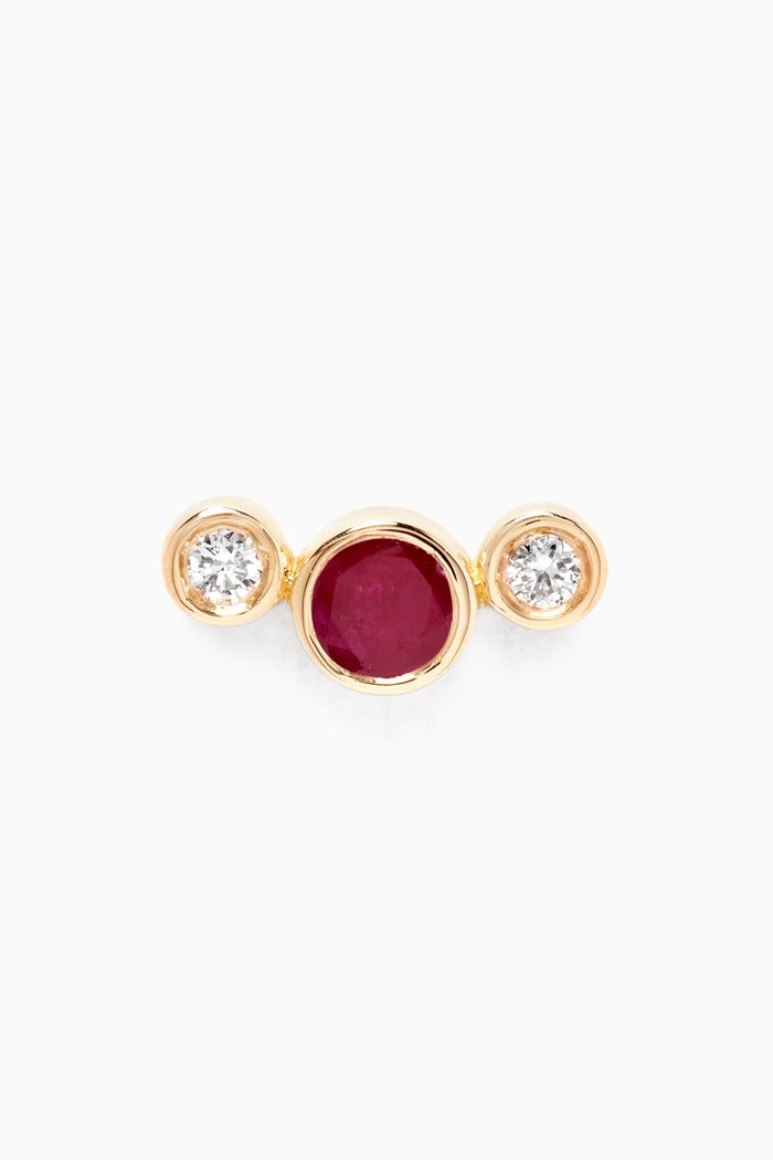 

Diamond & Ruby Single Stud in 18kt Yellow Gold