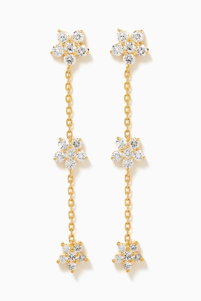 

Trilogy Fairy Flower Diamond Earrings in 18kt Yellow Gold