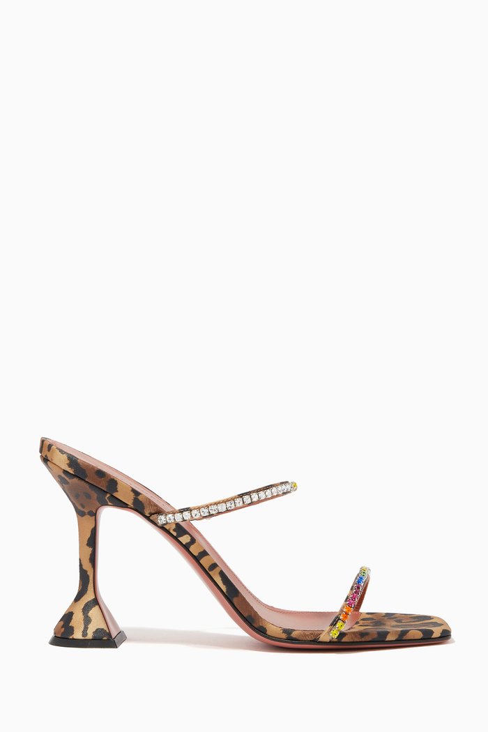 

Gilda Slippers in Leopard Satin, Brown