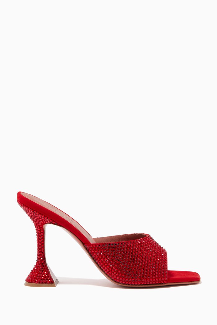 

Lupita 95 Slippers in Crystal-Embellished Suede, Red