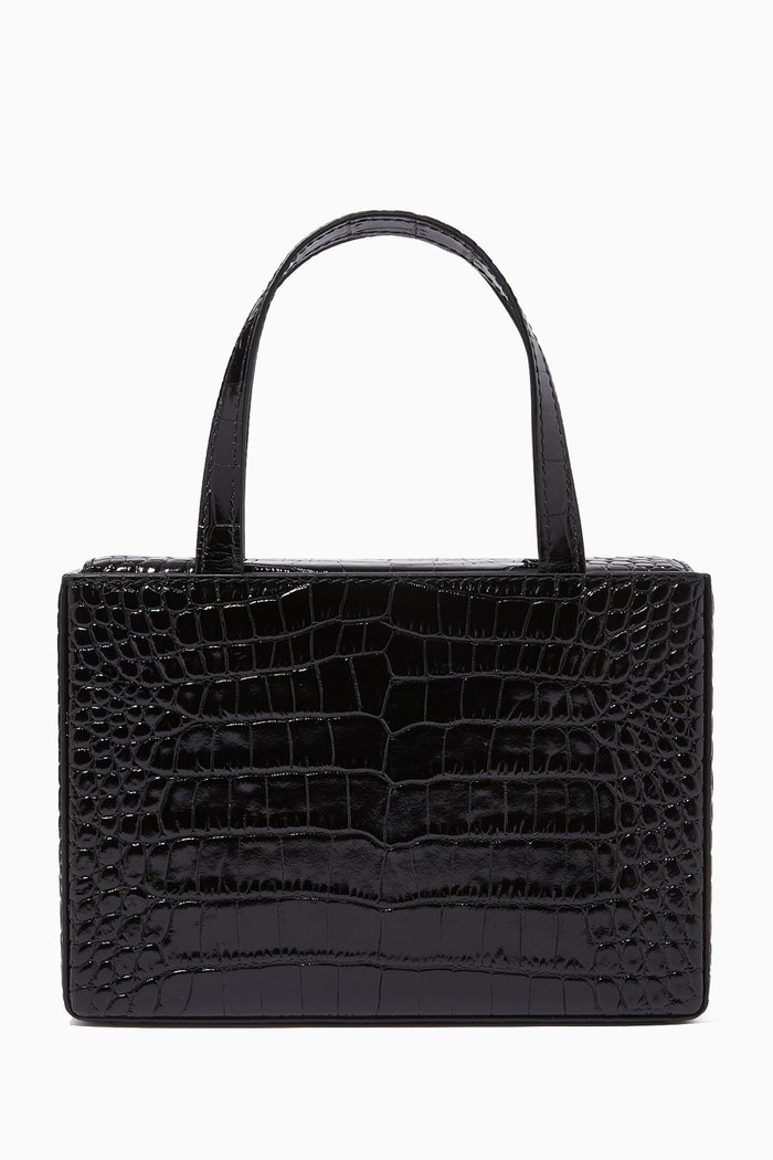 

Small Amini Giorgia Tote in Croc-Embossed Leather, Black